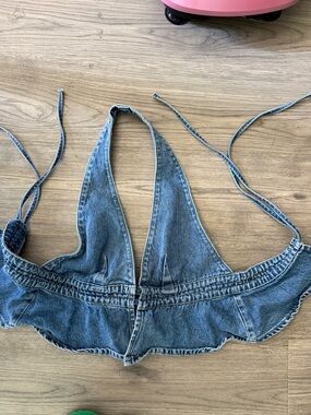 Princess Polly Light Blue Denim Halter Top